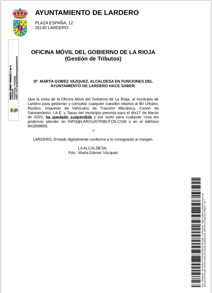 Oficina móvil del Gobierno de La Rioja (Gestión de Tributos) 