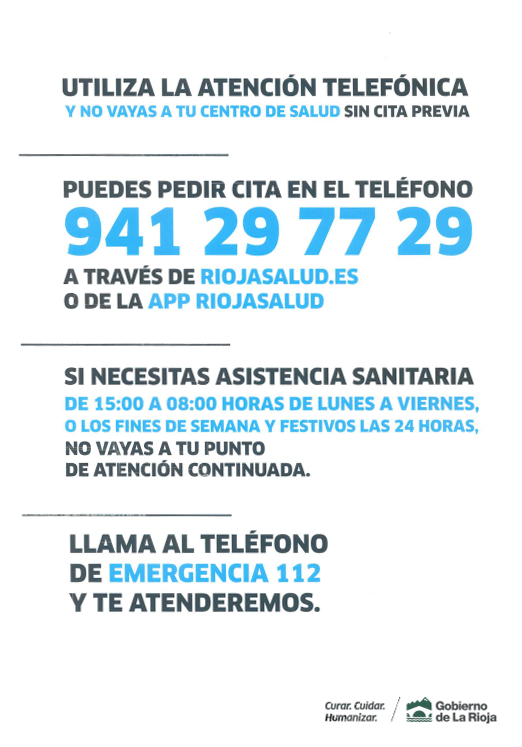 Visitas y consultas al Centro de Salud de Lardero solo con cita previa