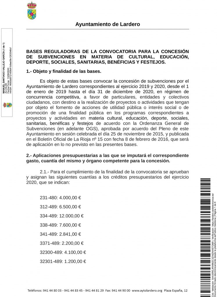 20200813 bases reguladoras para la concesión de subvenciones