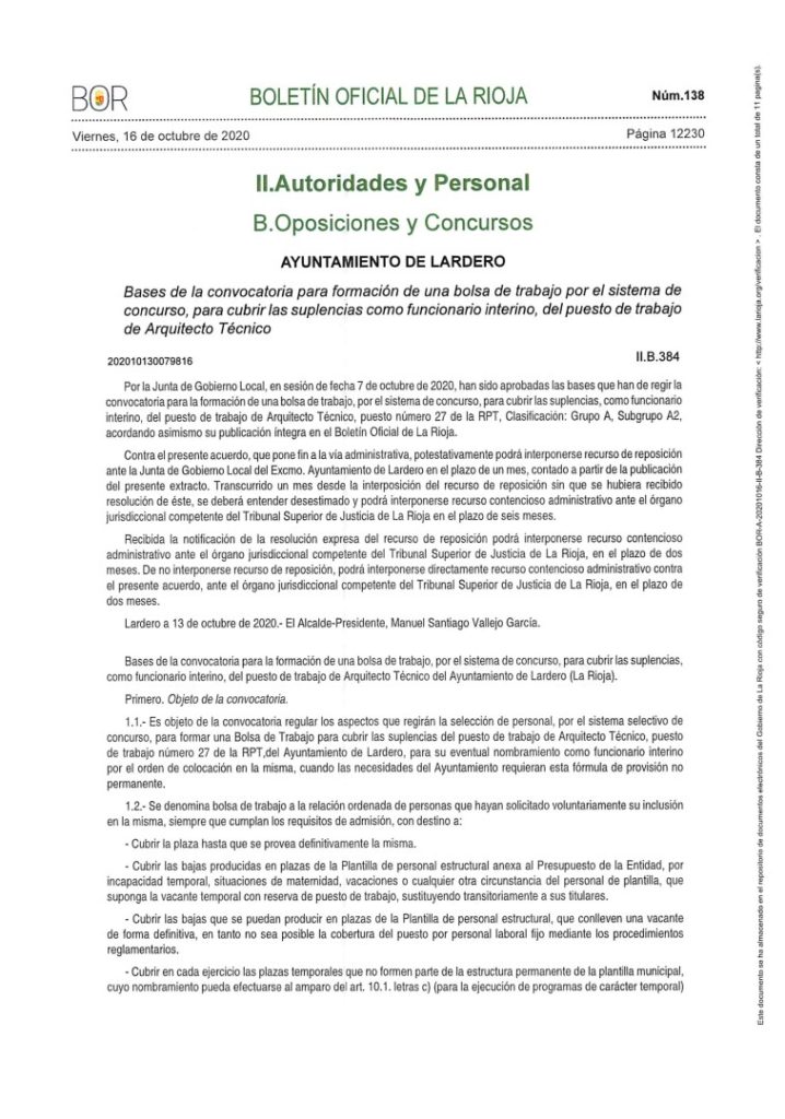 20201016_Anuncio bases convocatoria formacion bolsa trabajo Arquitecto Tcnico (Large)
