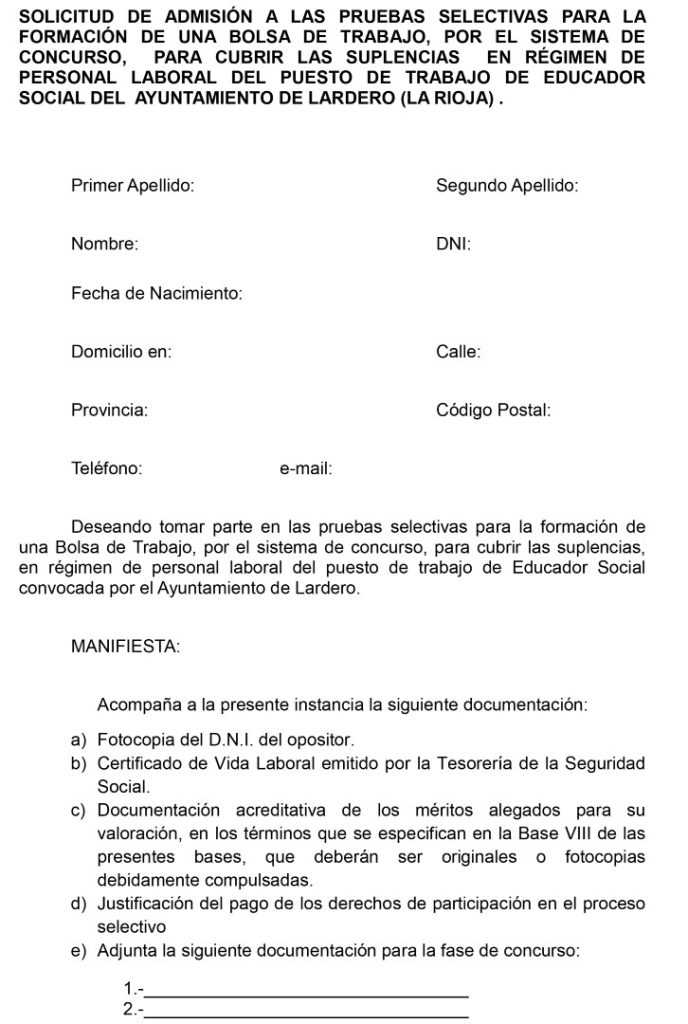 Microsoft Word - SOLICITUD DE SOLICITUD ADMISIÃfiN BOLSA DE TR