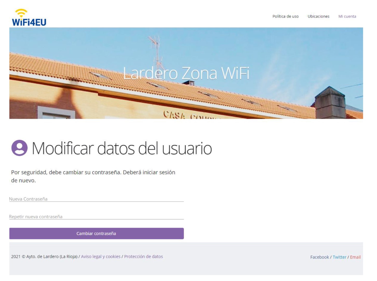 CONEXIÓN A ZONA WIFI WIFI4EU LARDERO 4