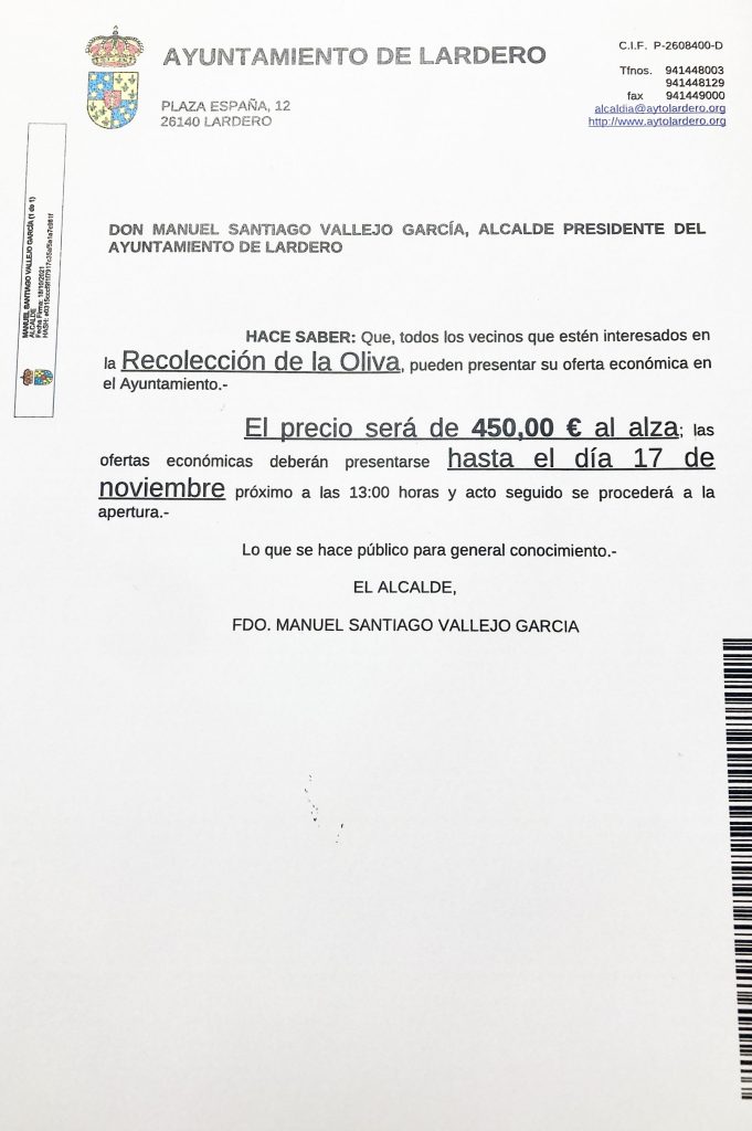 RECOGIDO DE LA OLIVA 2021